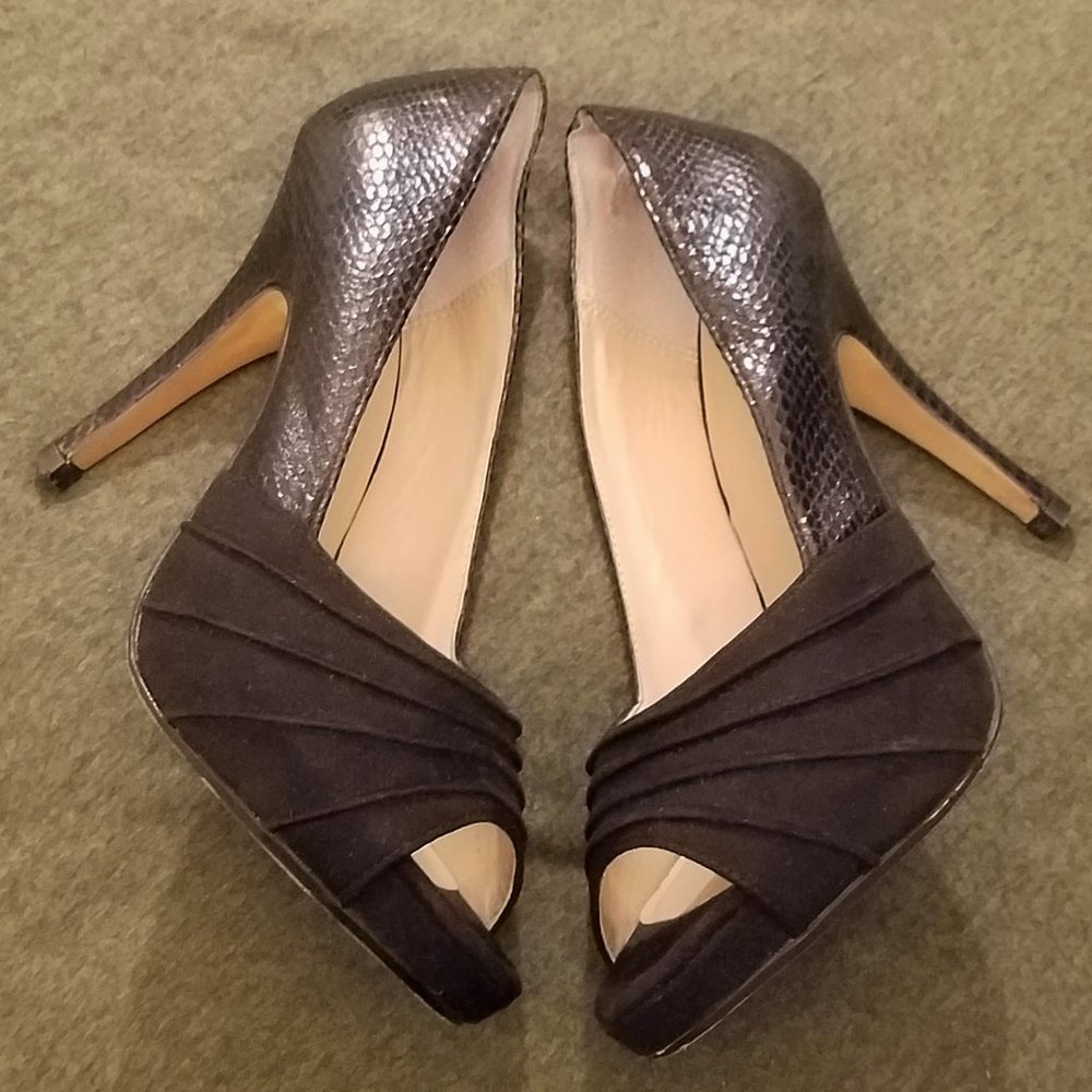 Thalia Sodi - Marissa - Black Snake Peep-Toe Pumps